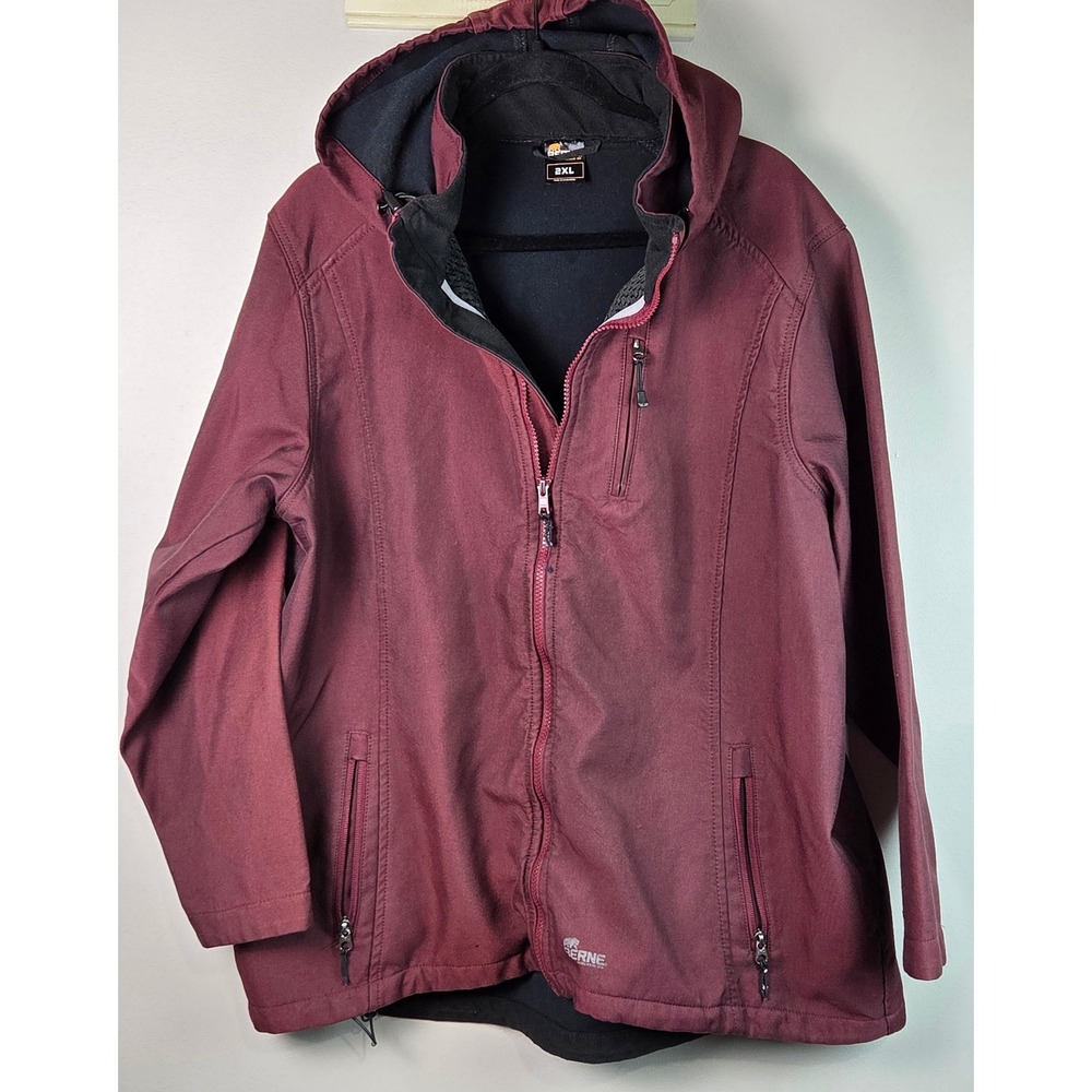 Berne Softshell Jacket Women 2XL Burgundy Good Hooded Workwear Outdoor Coat